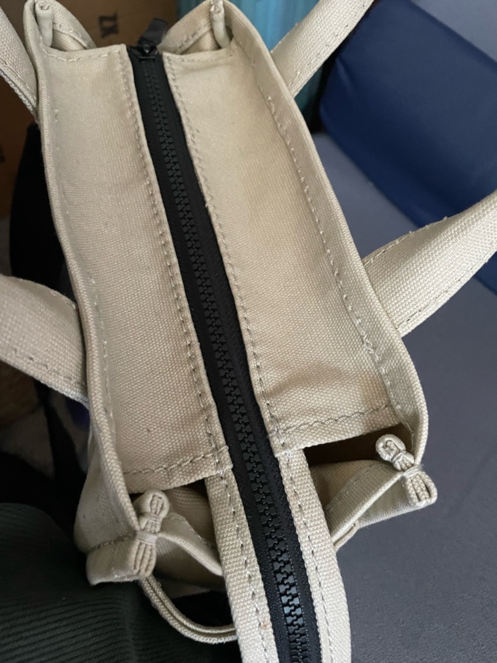 Marc Jacobs Mini Canvas Tote in Beige with White Logo - Picture 3 of 5